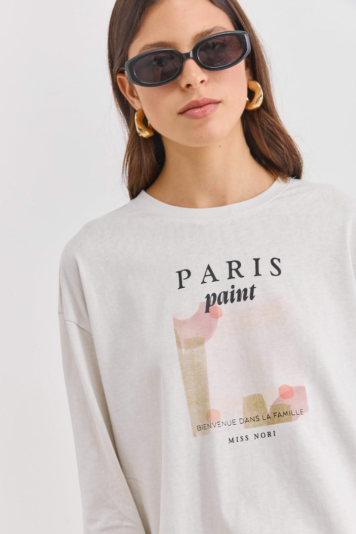 חולצת פאריס שרוול ארוך | אבן