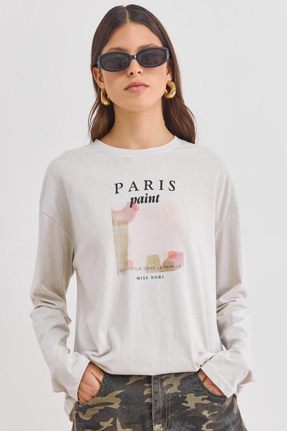 חולצת פאריס שרוול ארוך | אבן