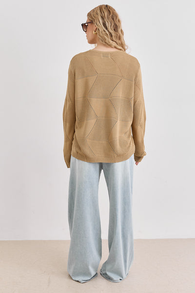 סריג אווה טקסטורת מעויינים | מוקה