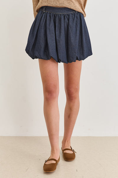 חצאית דנים דון בגזרת בלון | ג'ינס כהה