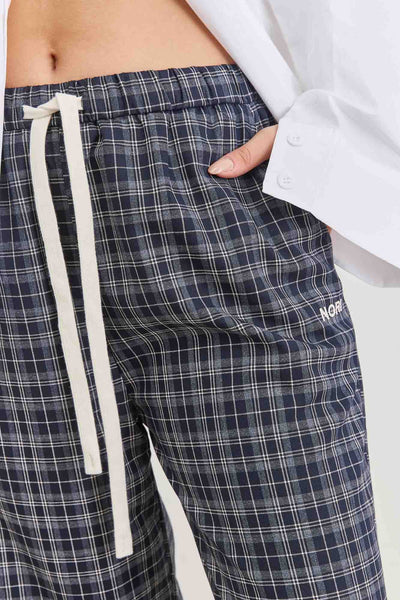 מכנסי סוזאנה משבצות בשילוב שרוך | כחול/נייבי