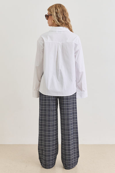 מכנסי סוזאנה משבצות בשילוב שרוך | כחול/נייבי