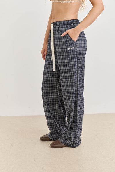 מכנסי סוזאנה משבצות בשילוב שרוך | כחול/נייבי