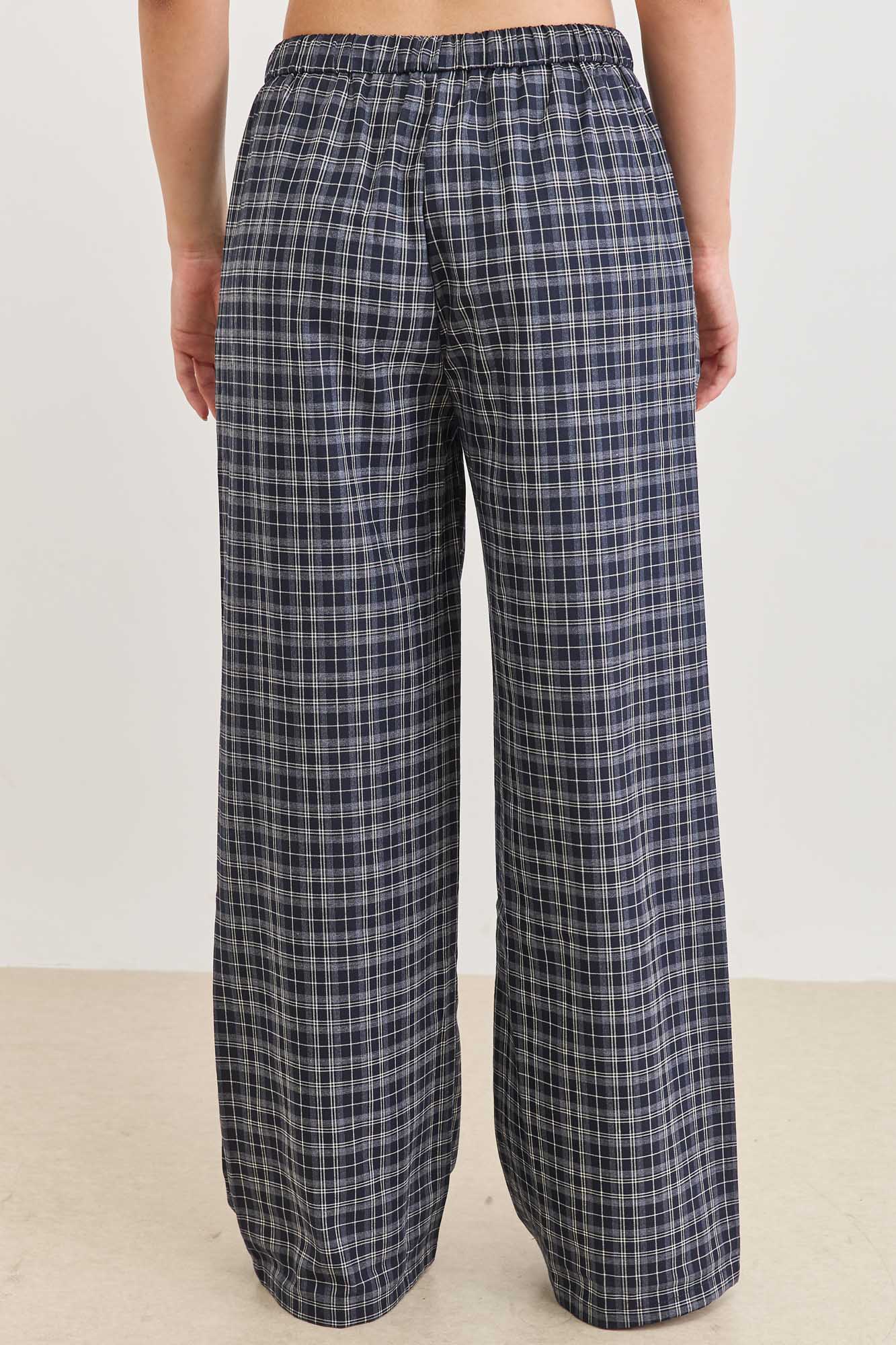 מכנסי סוזאנה משבצות בשילוב שרוך | כחול/נייבי