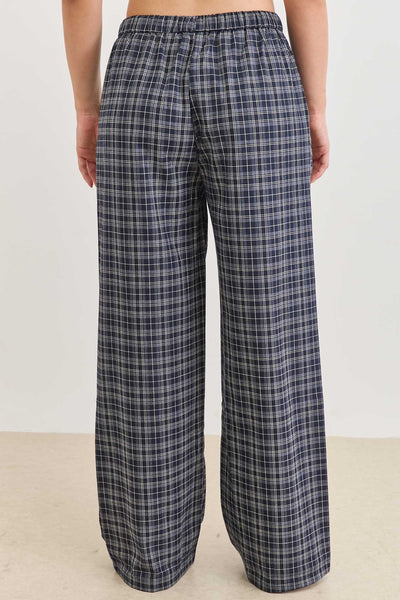 מכנסי סוזאנה משבצות בשילוב שרוך | כחול/נייבי