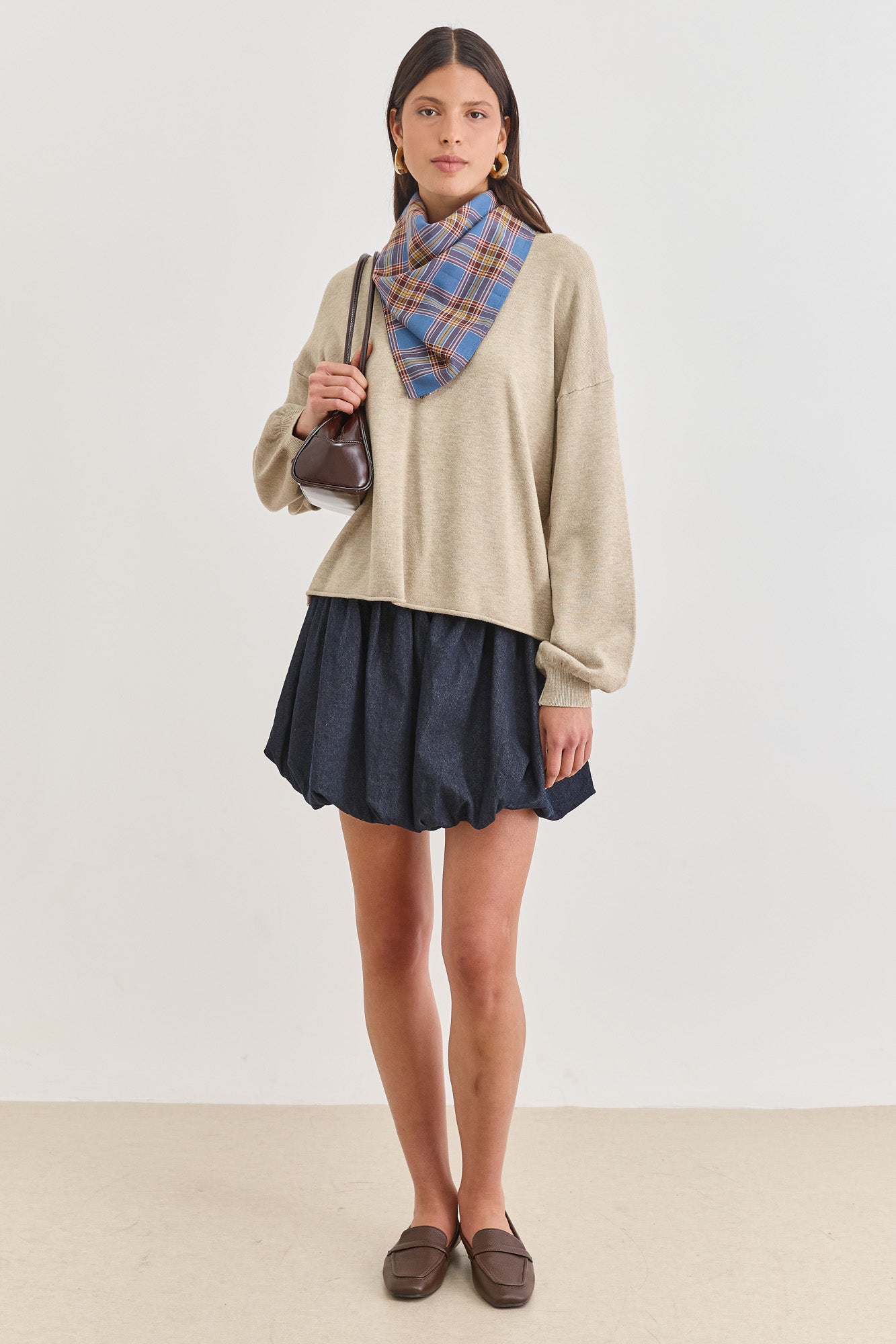 מטפחת קמיל הדפס משבצות | כחול