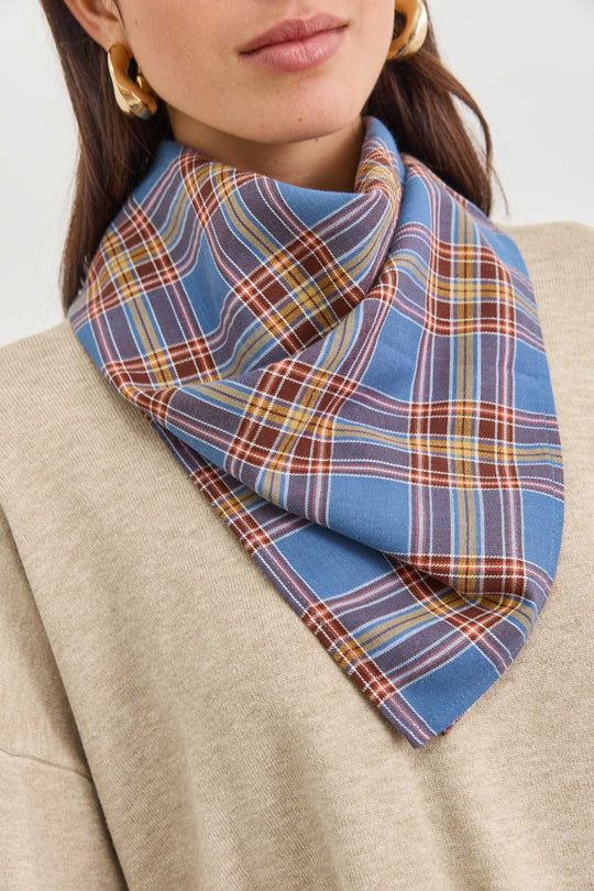 מטפחת קמיל הדפס משבצות | כחול