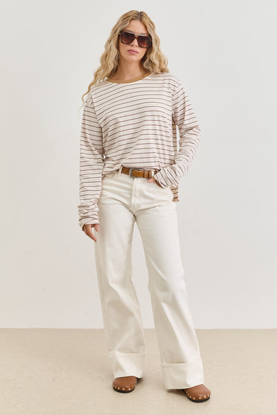 חולצת טי אמור סטרייפס | בז׳/חום