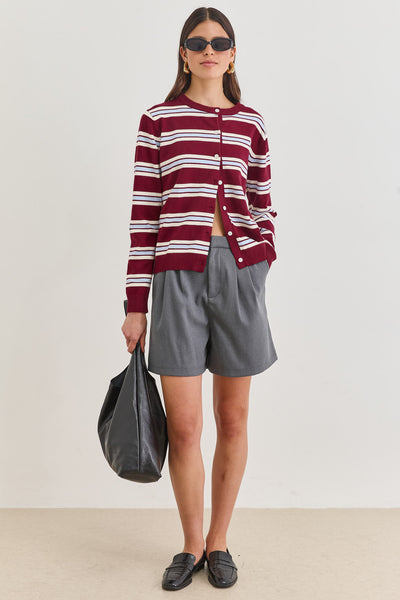 PRE-ORDER סריג כפתורים סטיורט סטרייפס | בורדו