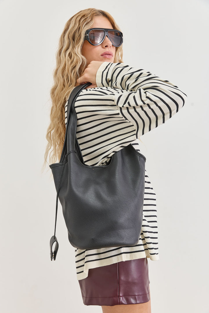 תיק רונדה דמוי עור | שחור