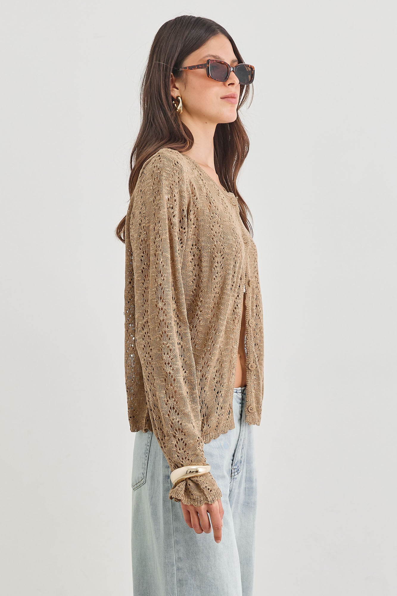 קרדיגן אמילי בד מחורר | חום