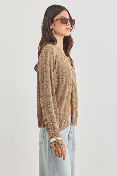 קרדיגן אמילי בד מחורר | חום