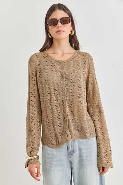 קרדיגן אמילי בד מחורר | חום