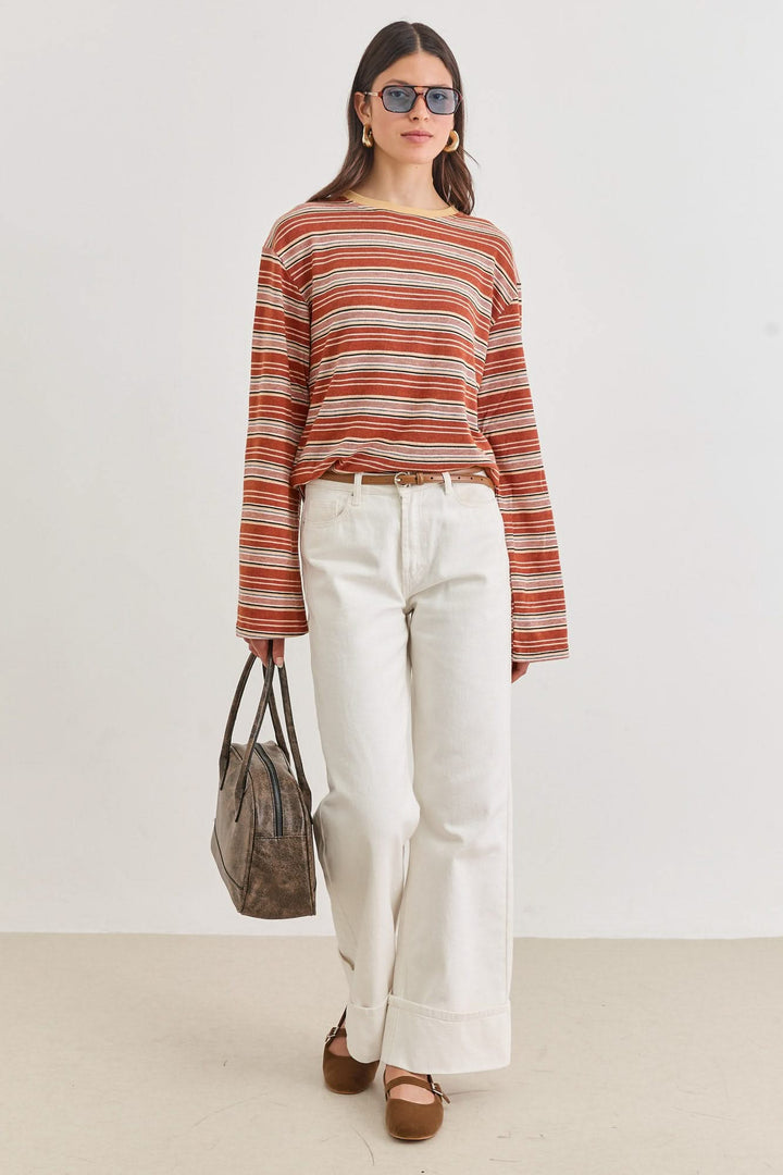 חולצת באני סטרייפס צווארון מובלט | חמרה