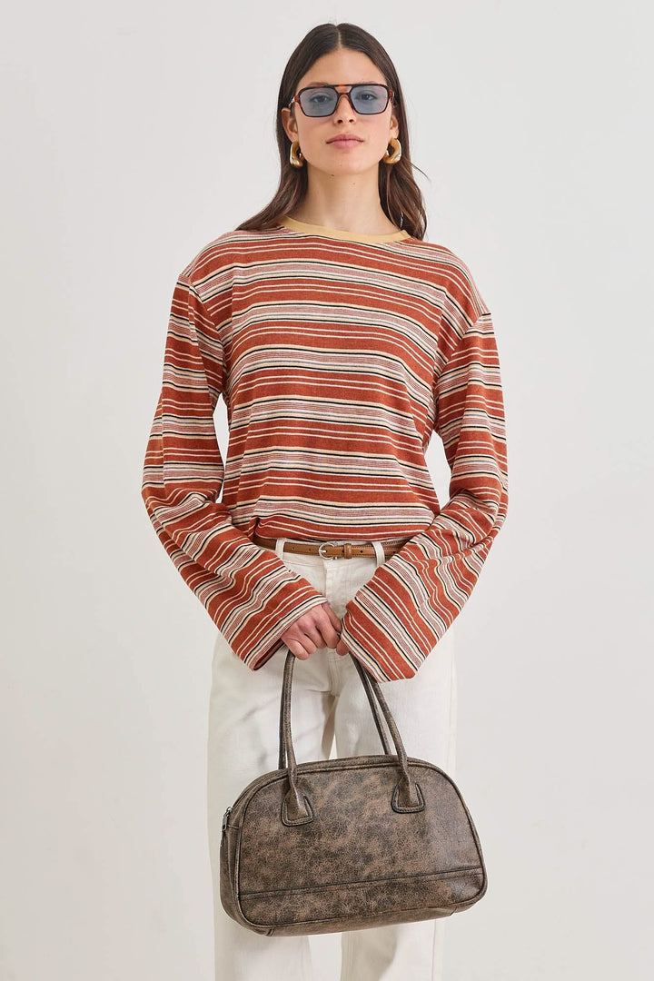 חולצת באני סטרייפס צווארון מובלט | חמרה