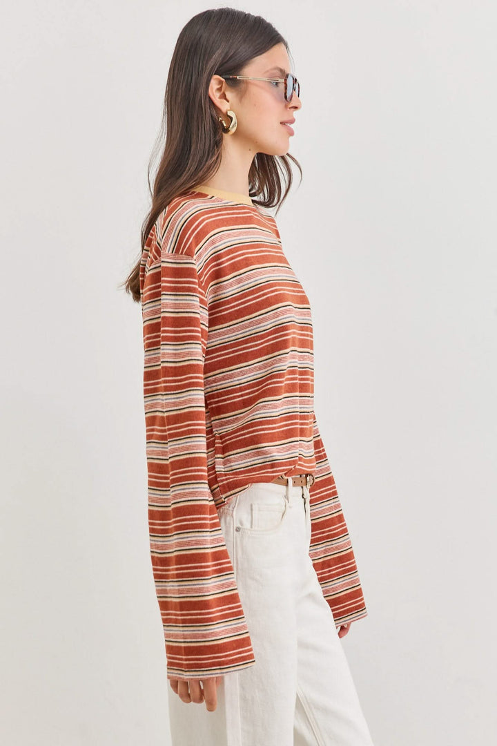 חולצת באני סטרייפס צווארון מובלט | חמרה