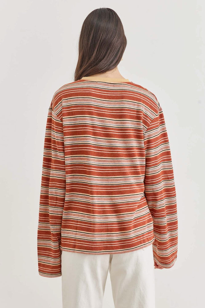 חולצת באני סטרייפס צווארון מובלט | חמרה