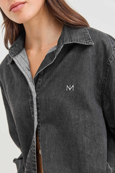 מכופתרת סטנלי דנים רקמת לוגו | שחור