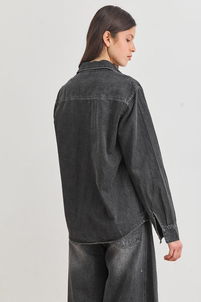 מכופתרת סטנלי דנים רקמת לוגו | שחור