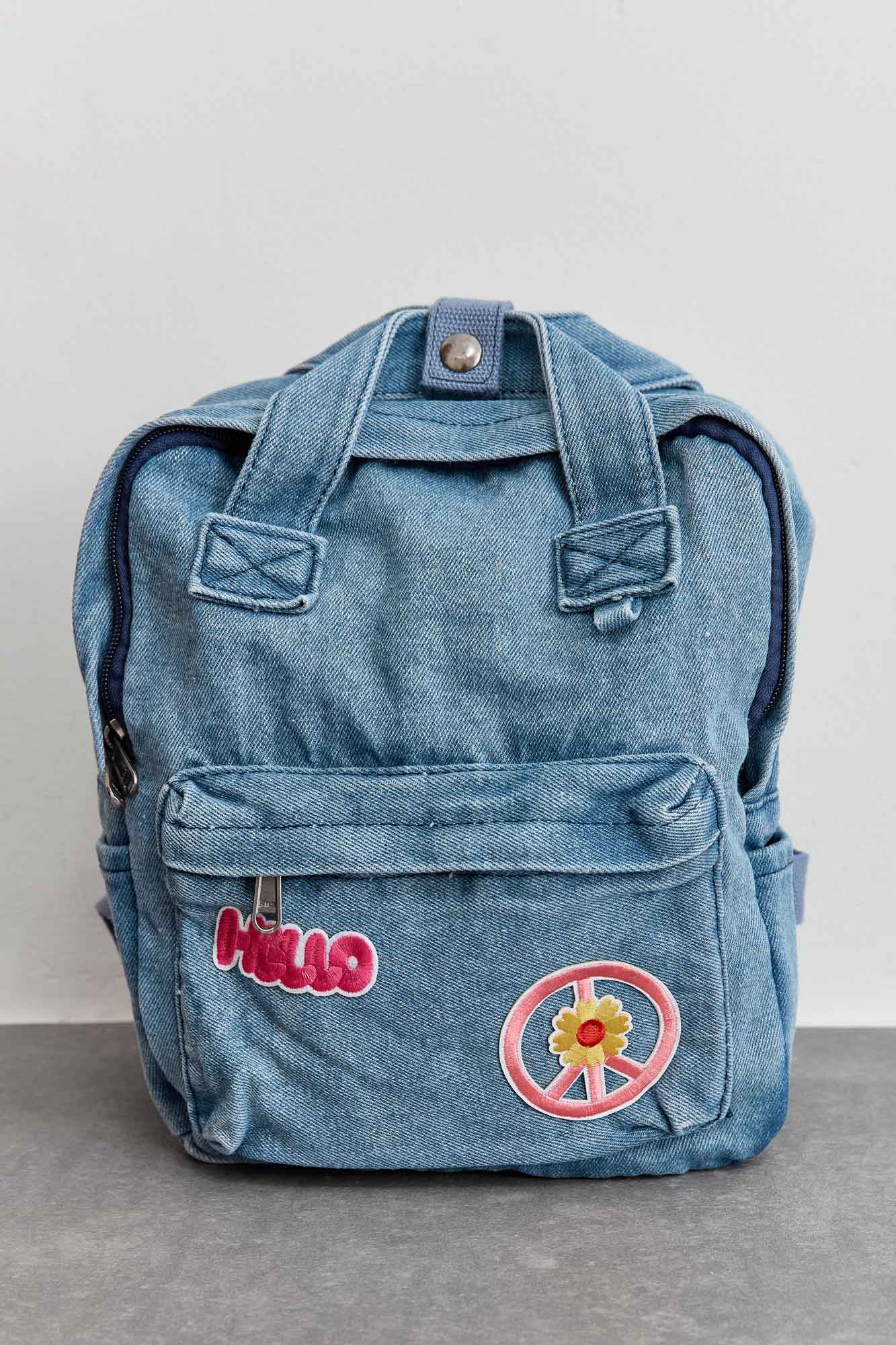 תיק גב דנים קטן peace | ג'ינס בהיר