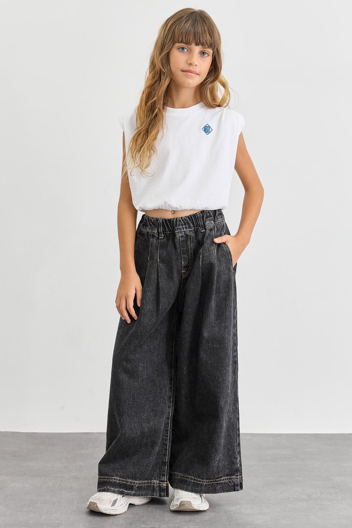 טי שירט אוברסייז בשילוב כריות בכתפיים | לבן