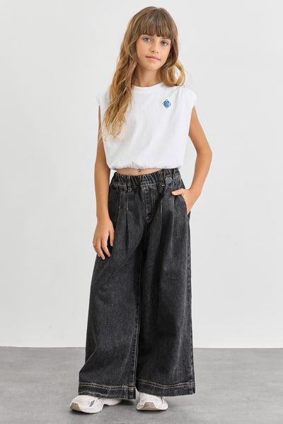 טי שירט אוברסייז בשילוב כריות בכתפיים | לבן