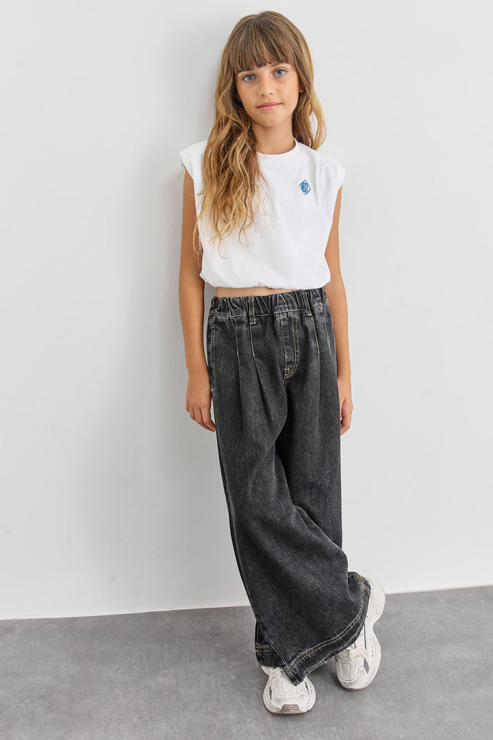 טי שירט אוברסייז בשילוב כריות בכתפיים | לבן