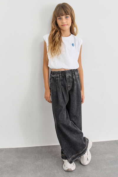 טי שירט אוברסייז בשילוב כריות בכתפיים | לבן