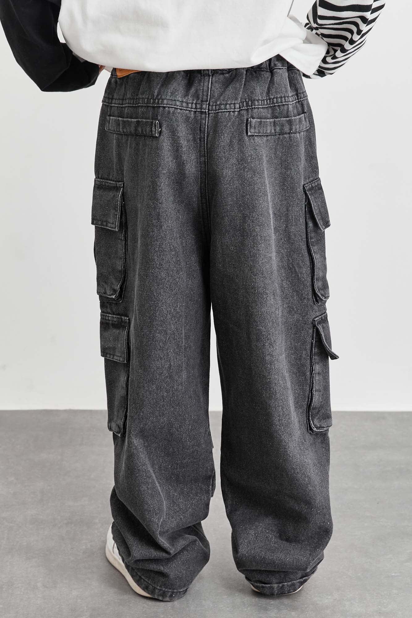 מכנסי דנים דגמ"ח עם כיסים אפור | אפור