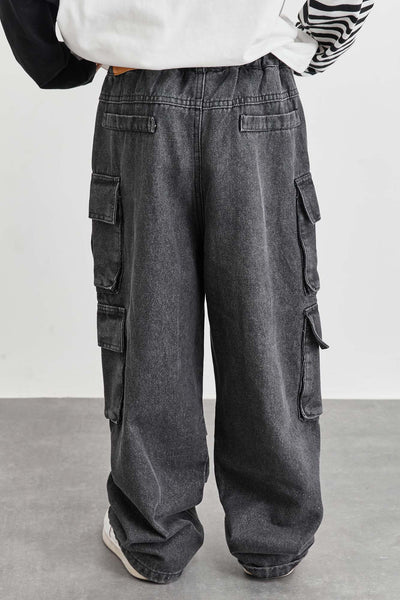 מכנסי דנים דגמ"ח עם כיסים אפור | אפור