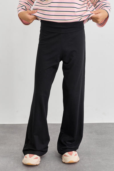 טייץ פדלפון מבד רך עם קיפול במותן  | שחור