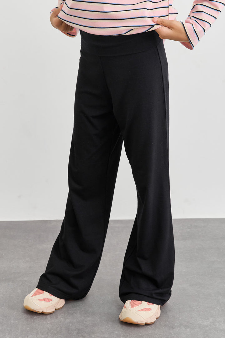 טייץ פדלפון מבד רך עם קיפול במותן  | שחור