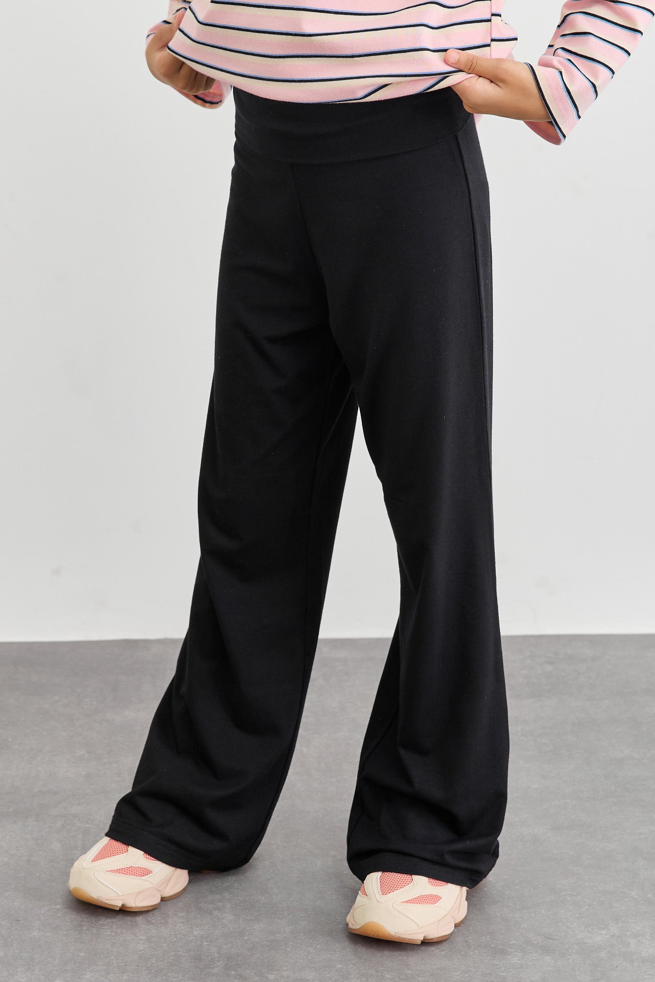 טייץ פדלפון מבד רך עם קיפול במותן  | שחור