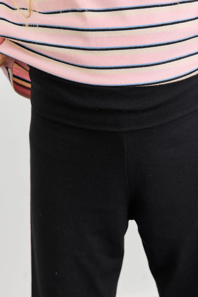 טייץ פדלפון מבד רך עם קיפול במותן  | שחור