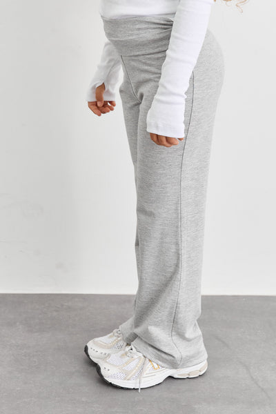 טייץ פדלפון מבד רך עם קיפול במותן  | אפור