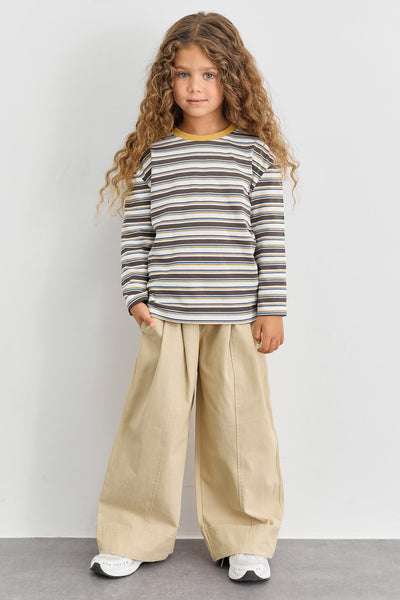 חולצת פסים גזרת אוברסייז | צהוב