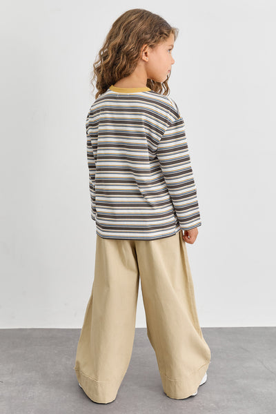 חולצת פסים גזרת אוברסייז | צהוב