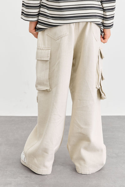 מכנסי דגמ"ח גומי במותן וכיסים | בז'