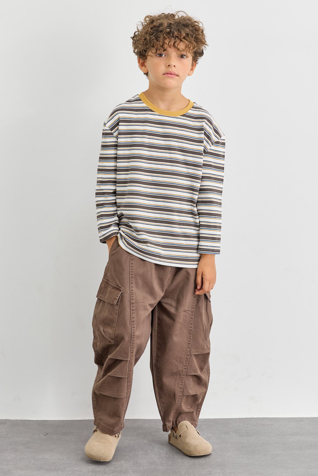 חולצת פסים גזרת אוברסייז | צהוב