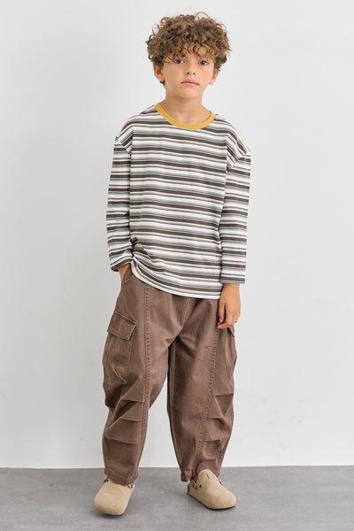 חולצת פסים גזרת אוברסייז | צהוב