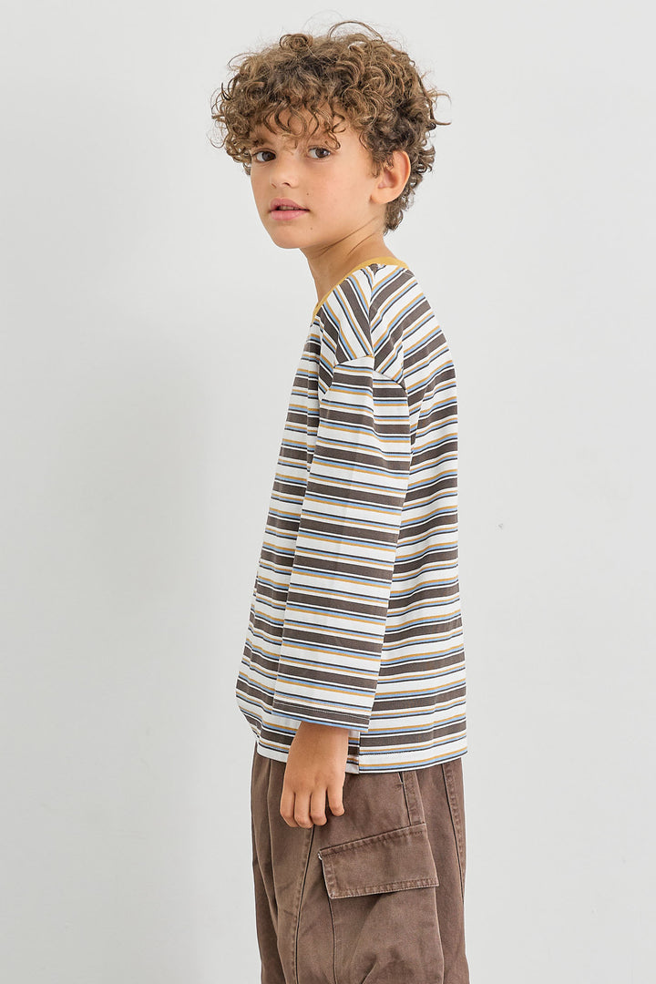 חולצת פסים גזרת אוברסייז | צהוב