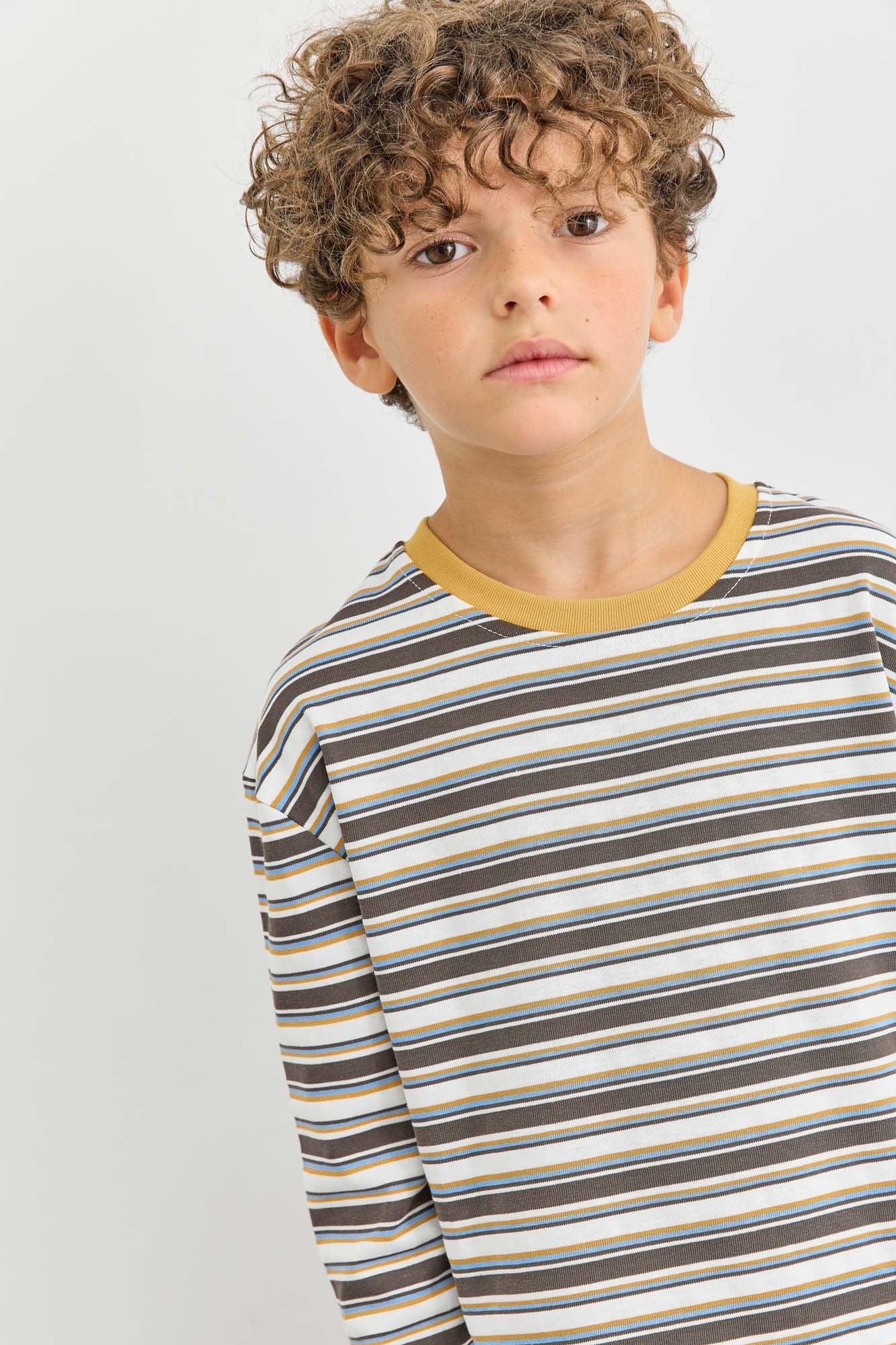 חולצת פסים גזרת אוברסייז | צהוב