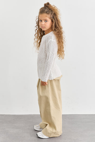 קרדיגן כפתורים מבד סריג מחורר | לבן