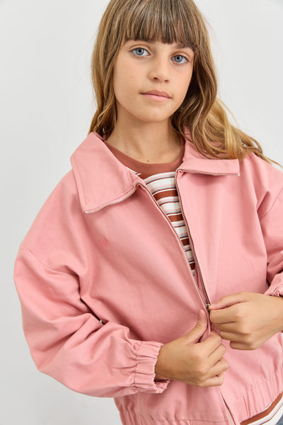 ג'קט בגזרת אוברסייז בסגירת רוכסן | ורוד