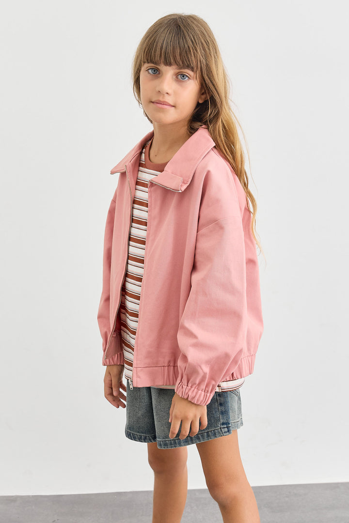 ג'קט בגזרת אוברסייז בסגירת רוכסן | ורוד