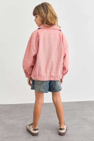 ג'קט בגזרת אוברסייז בסגירת רוכסן | ורוד