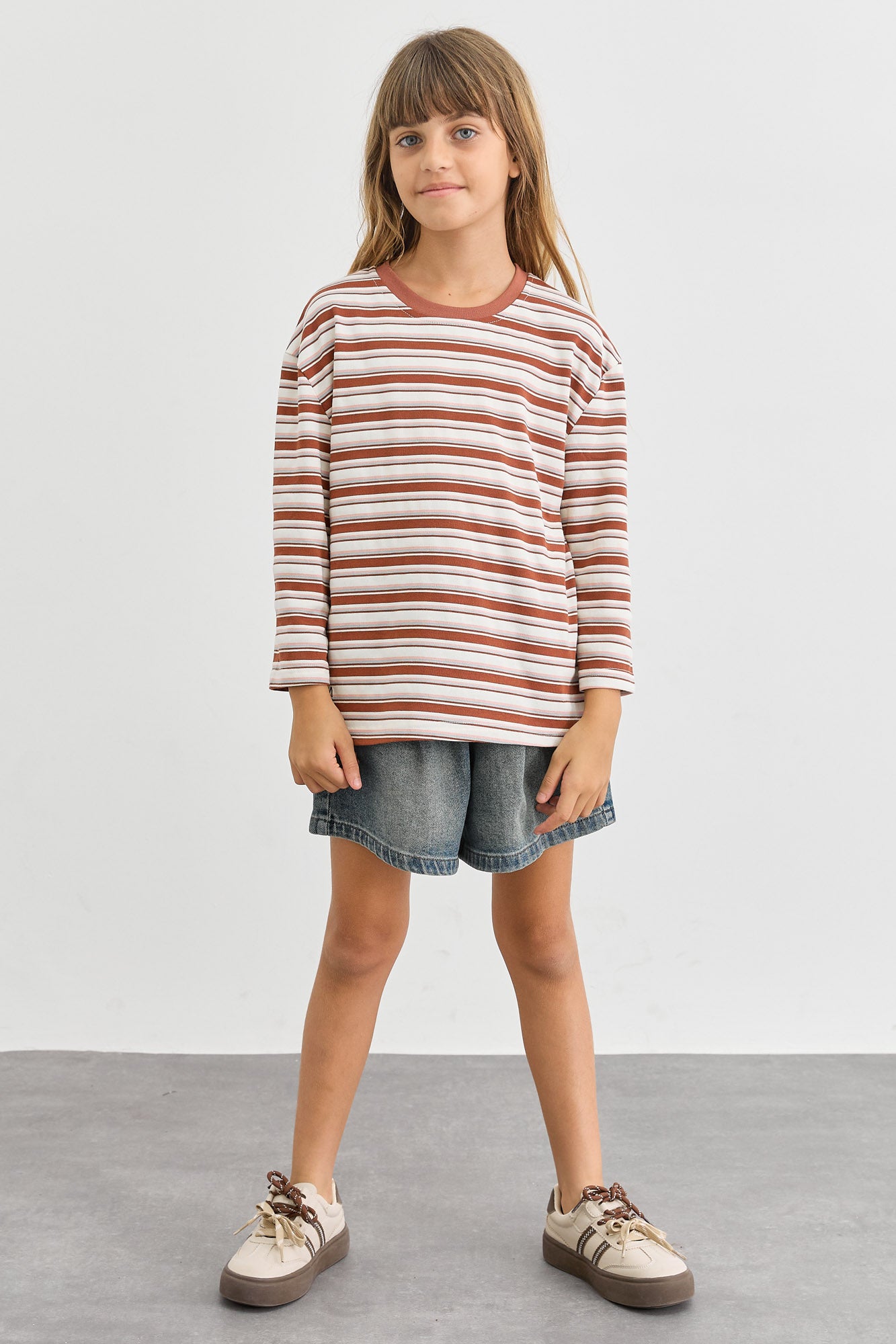 חולצת פסים גזרת אוברסייז | בורדו