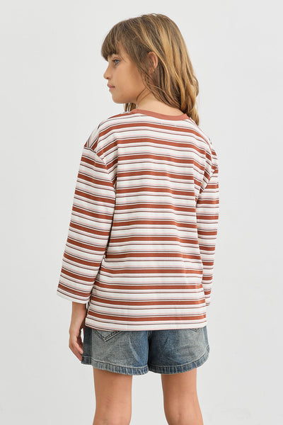 חולצת פסים גזרת אוברסייז | בורדו