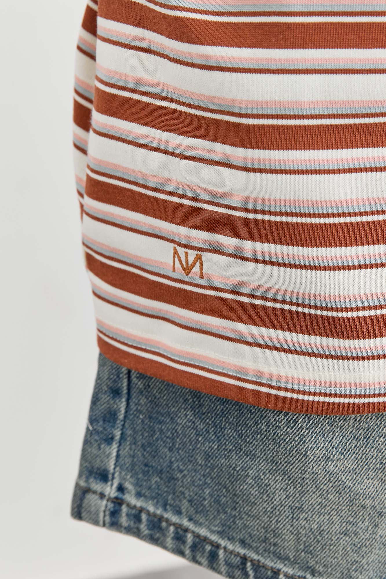 חולצת פסים גזרת אוברסייז | בורדו