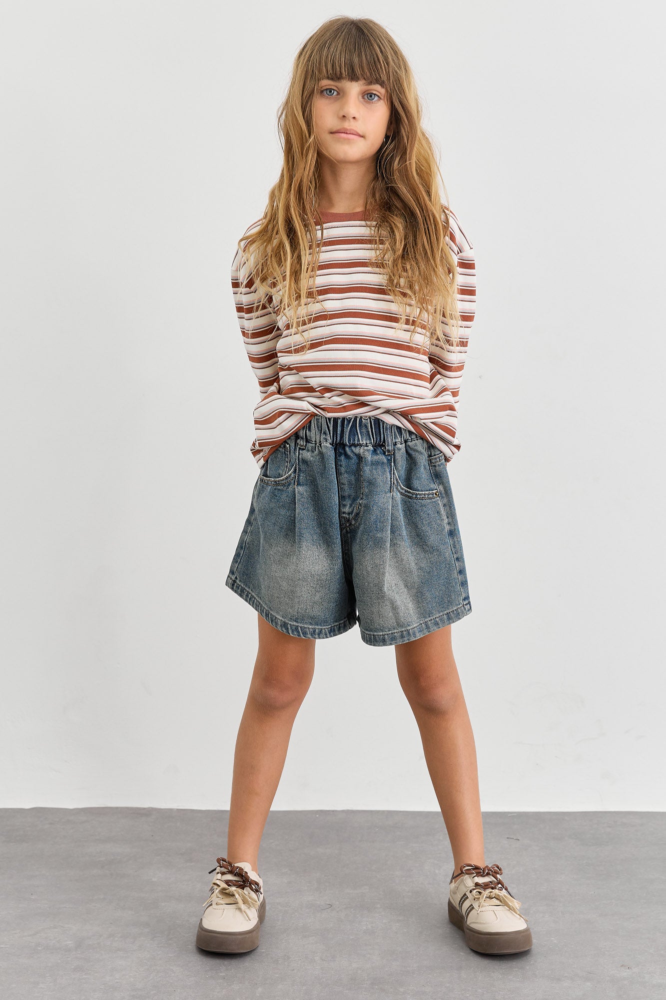 חולצת פסים גזרת אוברסייז | בורדו